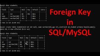 Foreign Key in SQL/MySQL | Create Foreign key in existing table | Foreign key all command in SQL