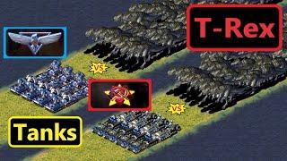 Tanks - Allied vs Soviet - T-Rex Survival - Red Alert 2