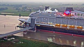 NEW CRUISE SHIP "DISNEY TREASURE" ON RIVER EMS GOING TO OCEAN - 4K SHIPSPOTTING SEPTEMBER 2024