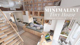 25 sqm. Minimalist Tiny House with Lofted Bedroom Natural Wood Interior Design + House Plan