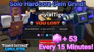 Hardcore solo gem grind strategy, 210+ Gems per hour! - Tower Defense Simulator