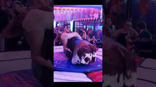 BEST RODEO: NEVER SEEN BEFORE! A girl is #bullriding  #rodeo #benidorm