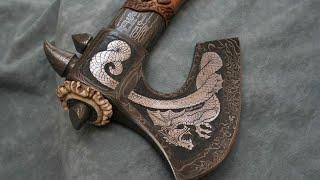 #топор#топорвикинга#резьба  Viking ax СЕКИРА С УЗОРОМ-РЕЗНАЯ РУКОЯТЬ ТОПОРА-THE PATTERN ON THE AX