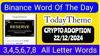 Binance Word of the day answer today | theme Crypto Adoption | Binance Crypto WODL Answers Today