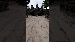 We are entering the world biggest temple Angkor wat temple Siem Reap Cambodia