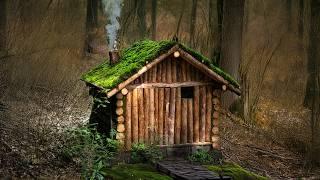 Building a Bushcraft Log Cabin for Survival | Catch & Cook | Start to Finish (Extended Version)