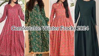 Comfortable winter frock designs 2024|Latest linen,khaddar frock designs|Frock designs