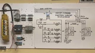 Hoist/crane motor control circuit diagram and wiring installation, start stop push button.