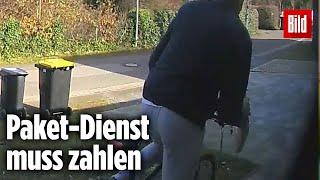 Dreister Paket-Raub: Haustür-Kamera filmt Dieb