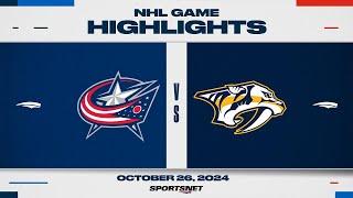 NHL Highlights | Blue Jackets vs. Predators - October 26, 2024