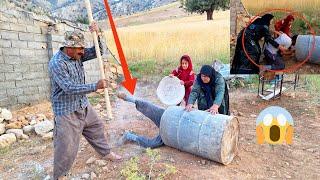 Dangerous scene: throwing the bad boy in a barrel by Kurdistan