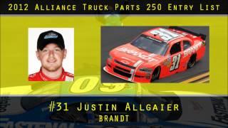 2012 Alliance Truck Parts 250 Entry List