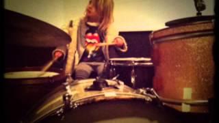 Imogen Playing the Drums at Mushroom Studios Vancouver Canada