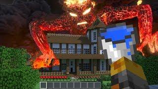 GIANT LAVA MONSTER APPEARS IN OUR HOUSE IN MINECRAFT!! BRING WATER BUCKETS FOR SURVIVAL!! Minecraft