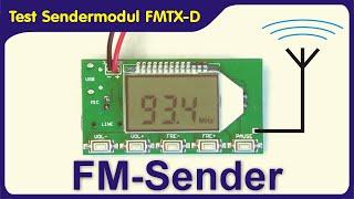 VHF transmitter for close range, FM tranceiver module FMTX-D being tested