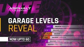 Asphalt Legends Unite - NEW GARAGE LEVELS - Revealing All 60 Levels & Their Cars