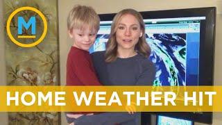 Our meteorologist delivers an entire weather hit while holding her son | Your Morning