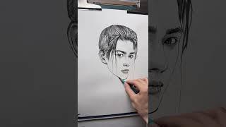 How to draw face with charcoal pencil - Realistic drawing for beginners #drawing