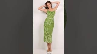 Green Plant Jacquard Cami Ruched Bodycon Maxi Dress #fashion #outstyle #clothing #newarrivals #model