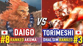 SF6  DAIGO (#8 Ranked Akuma) vs TORIMESHI (#3 Ranked Dhalsim)  SF6 High Level Gameplay