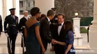 Barack and Michelle Obama host David and Samantha Cameron at White House state dinner