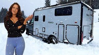 It Got Stuck RESCUE Needed! Heavy Snowstorm Camping in a Mercedes Sprinter Camper Van