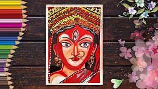 Durga Maa Drawiing, How To Draw Durga Thakur Face Portrait, Outline Tutorial, Drawing Pencil