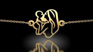 Bratara cu lantisor din aur galben model Mama cu copil - ATCOM Jewelry