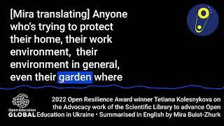 OE Awards Impact Stories – Tetiana Kolesnykova on the 2022 Open Resilience award