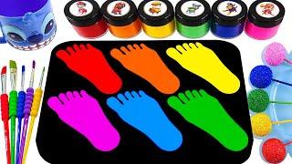 Satisfying Videos Rainbow Mixing All Lollipop Candy & SLIME Into Foot Color Tray & Cutting ASMR