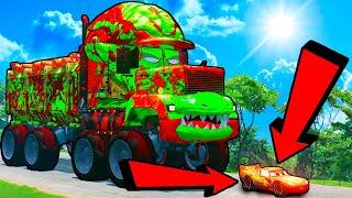 ️Big & Small vs Epic Escape️McQueen & Police VS MONSTER Muck Truck Zombie Eater Cars BeamNG.Drive