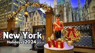 4k NYC Christmas Walk 2024 | Cartier Light Show | Lotte New York Palace