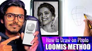 How to Draw Loomis Method On Reference Photo // Deepika Padukone Drawing Tutorial