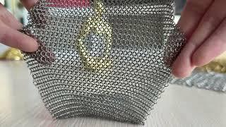 Decorative Chainmail Ring Mesh Curtain Screen Building Facades Natural Color