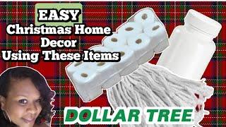 How to make Christmas Home Decor with tissue paper, mop heads & pill bottles #dollartree #craft #diy