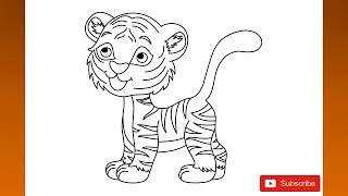 how to draw tiger for kids easy drawing