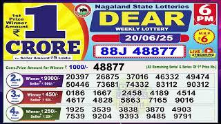 Dear Lottery Sambad Evening 6 PM today 20.06.25 Nagaland State Lottery Result