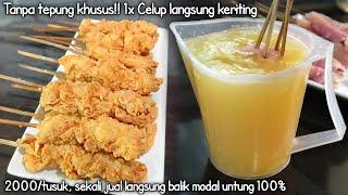 Terbaru..Tanpa tepung khusus 1x celup langsung keriting | Ide jualan Sate Krispy #389