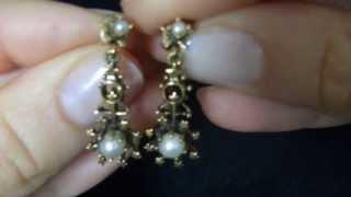 sohojewelers.com Antique yellow Gold Pearl Chandelier earrings Victorian