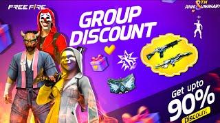19 June 90% Group Discount Event Free | 8th Anniversary Discount Event | Free Fire New Event Today
