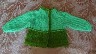 Детский жакет с листиками (спицы) Часть 1 - knitting children's jacket