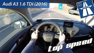 Audi A3 1.6 TDI (2016) on German Autobahn - POV Top Speed Drive