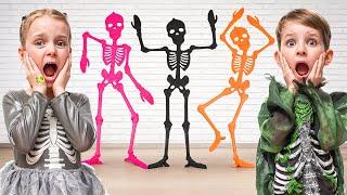 Halloween and Giant colorful Skeletons