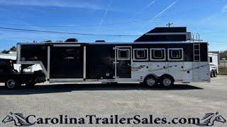 2015 Merhow 4 Horse Trailer Tour | 12' LQ, Slide, Hay Pod, Rear Ramp, Generator, Stunning in Black!