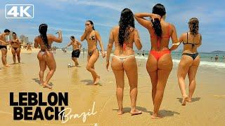  4K Another summer day on the sands of Leblon Beach | Bikini Beach Rio de Janeiro.