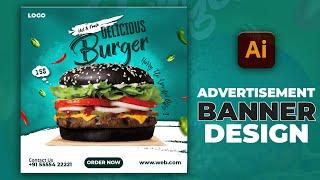 Illustrator CC Tutorial | Graphic Design | Advertisement Burger Poster Deign