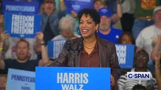 Liza Colón-Zayas campaigns for Tim Walz and Kamala Harris at Bethlehem, Pennsylvania rally 9-21-2024