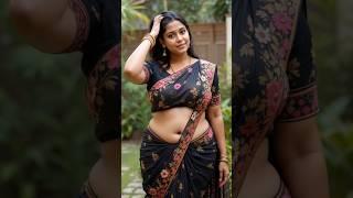 AI Model Slaying in Black Floral Saree – A Perfect Blend of Grace & Glam 