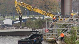 Dresden: Carolabrücke kurz & direkt - 11.11.2024 -  Teil 2 (Dammbau, Abtragung Trümmer Elbe)