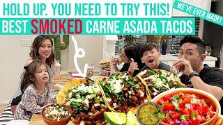 Why Cooking SMOKED CARNE ASADA TACOS Are the Best! Ft. Tiff & Case